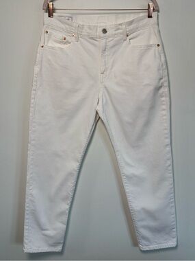 GAP Girlfriend Mid Rise White Jeans - Size 12